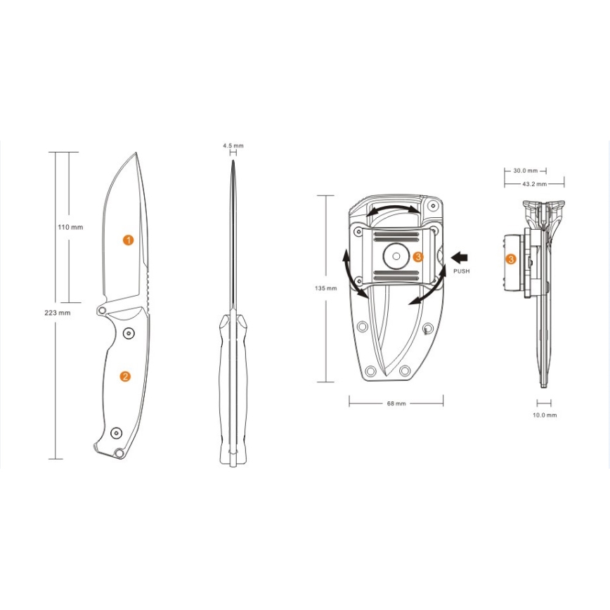 Ruike RUJF118B - Kniv JAGER 22,3 cm svart