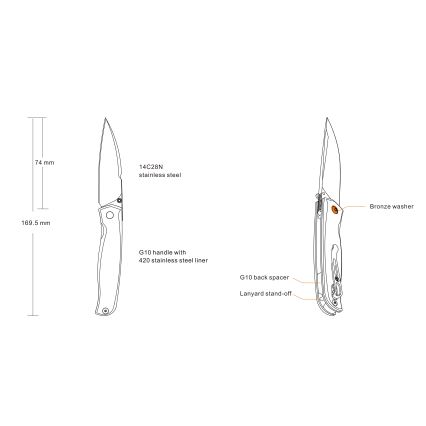 Ruike RUP661B - vikbar kompakt kniv 16,9 cm svart