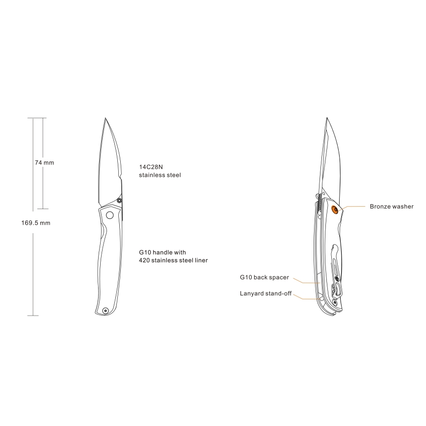 Ruike RUP661B - vikbar kompakt kniv 16,9 cm svart
