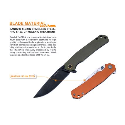 Ruike RUP801G - Vikbar fickkniv 20 cm grön
