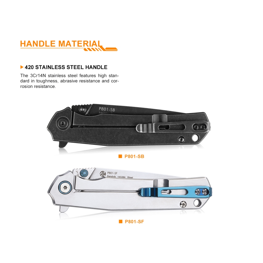 Ruike RUP801SB - Vikbar fickkniv 20 cm grå