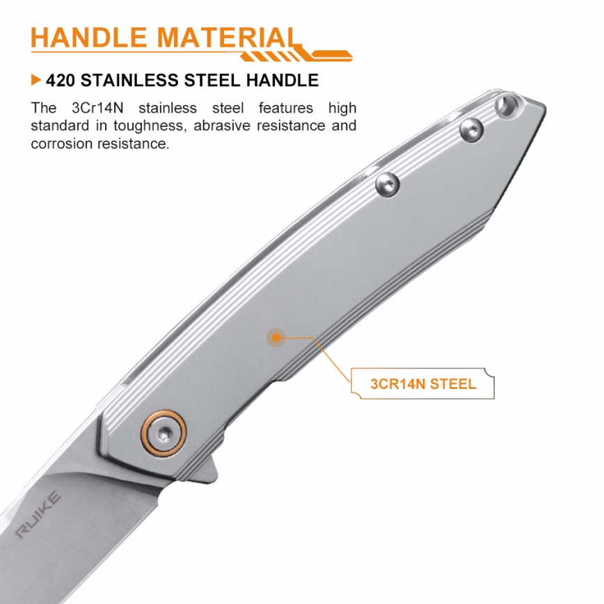 Ruike RUP831SSA - vikbar kompakt kniv 19,5 cm silver