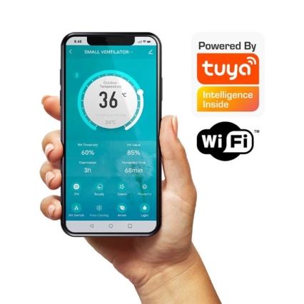 Rumåtervinningsaggregat 12W Wi-Fi Tuya + fjärrkontroll