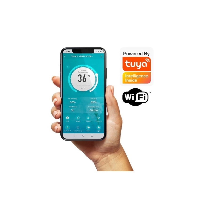 Rumåtervinningsaggregat 12W Wi-Fi Tuya + fjärrkontroll