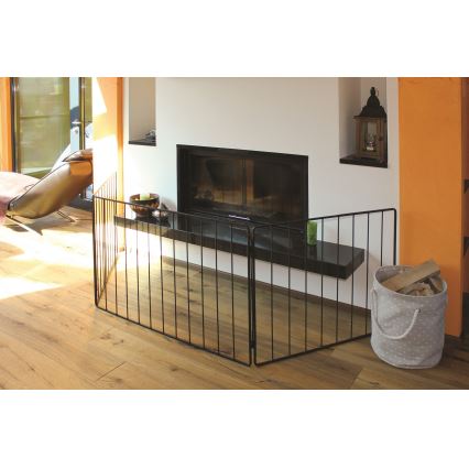 Säkerhetsbarriär för öppen spis 74x280 cm svart
