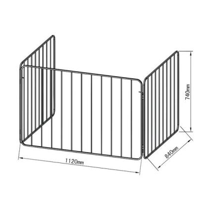 Säkerhetsbarriär för öppen spis 74x280 cm svart
