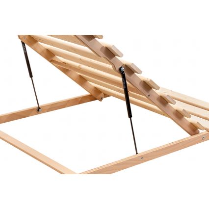 Säng med fixerade träribbor med vinkel från ben HOVDEN 200x90 cm