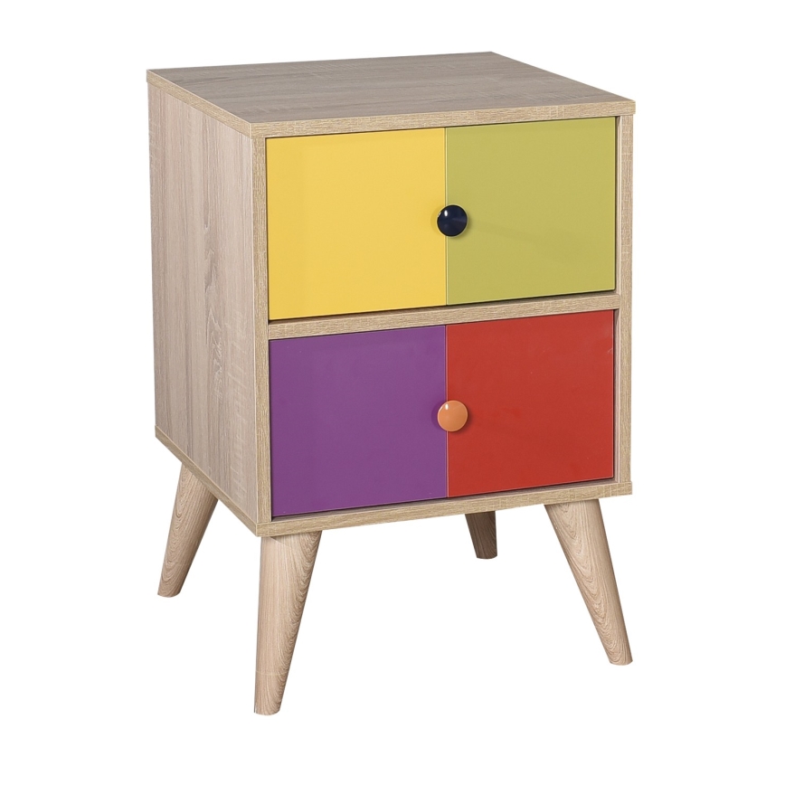 Sängbord 66x44 cm brun/färgrik