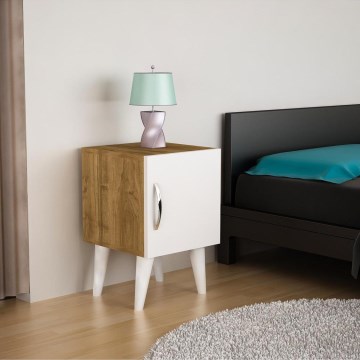 Sängbord BELLINI 55x35 cm vit/brun