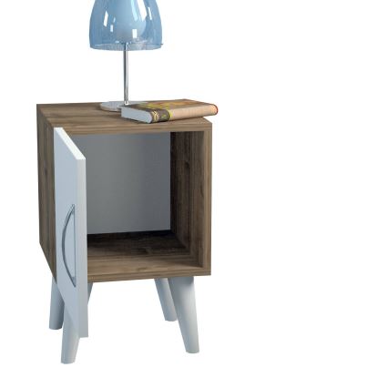 Sängbord BELLINI 55x35 cm vit/brun