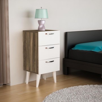 Sängbord BELLINI 80x40 cm brun/vit