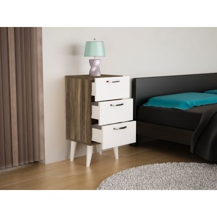 Sängbord BELLINI 80x40 cm brun/vit