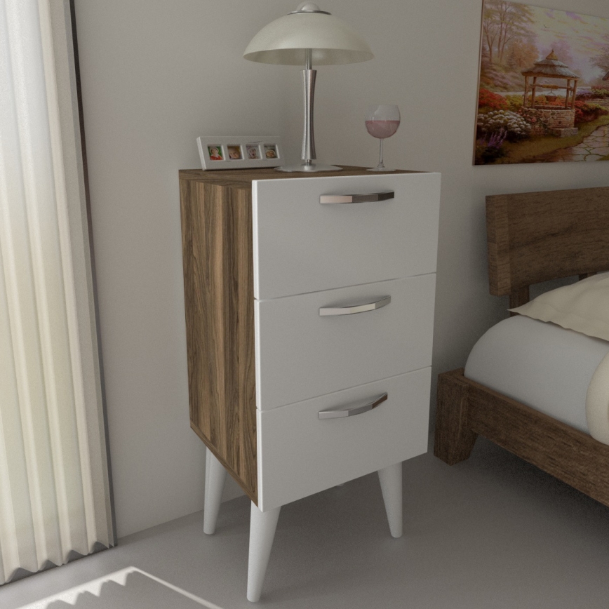Sängbord BELLINI 80x40 cm brun/vit