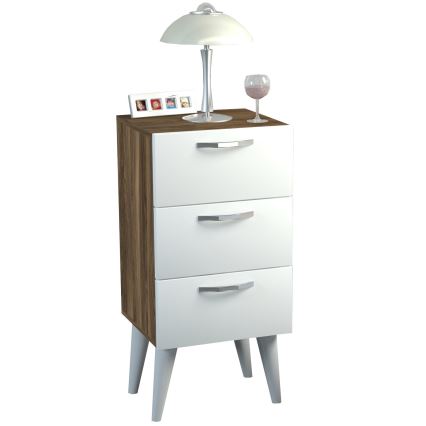 Sängbord BELLINI 80x40 cm brun/vit