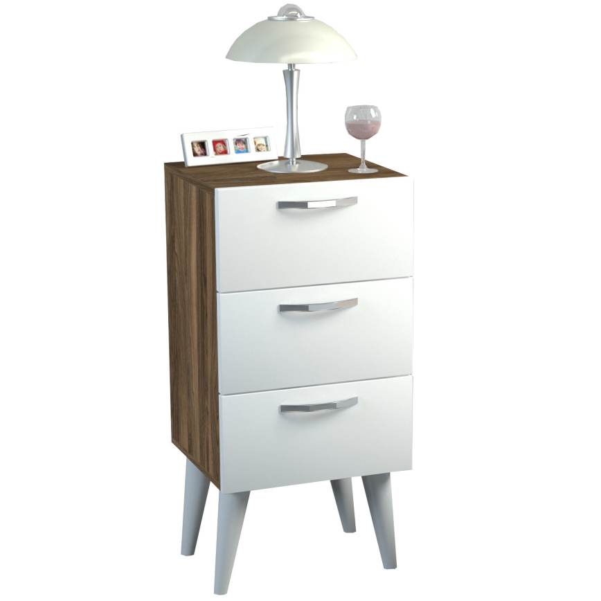 Sängbord BELLINI 80x40 cm brun/vit