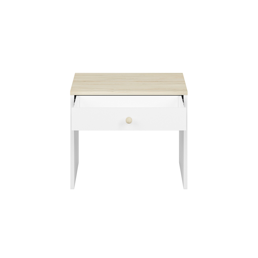 Sängbord BUBO 58x69 cm vit/beige