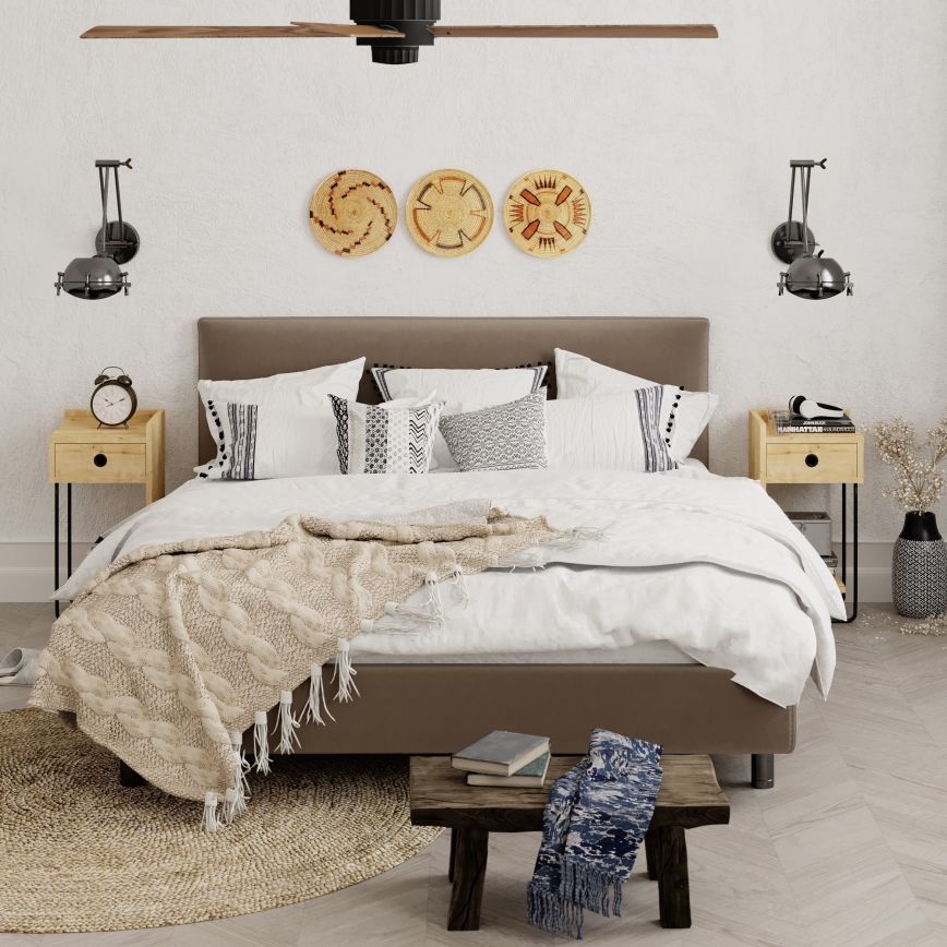 Sängbord CACTUS 60x29,5 cm beige/svart