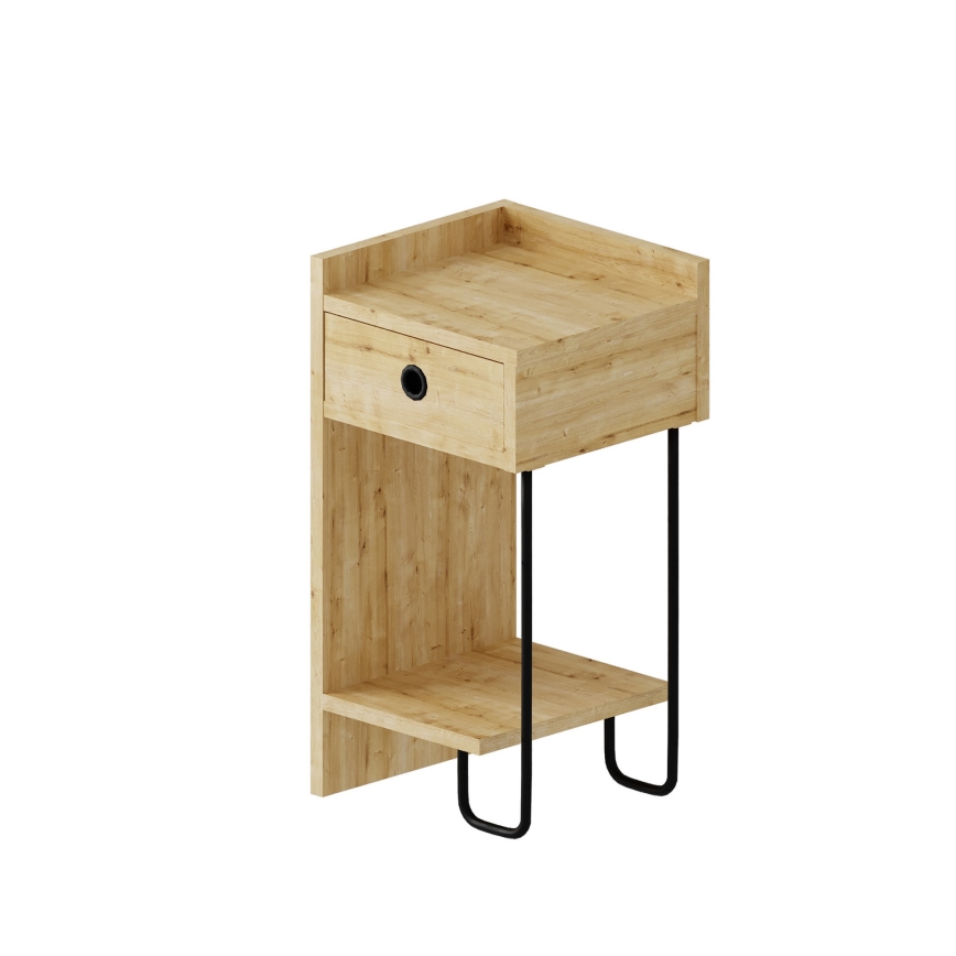 Sängbord CACTUS 60x29,5 cm beige/svart