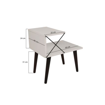 Sängbord CROSS 55x50 cm vit