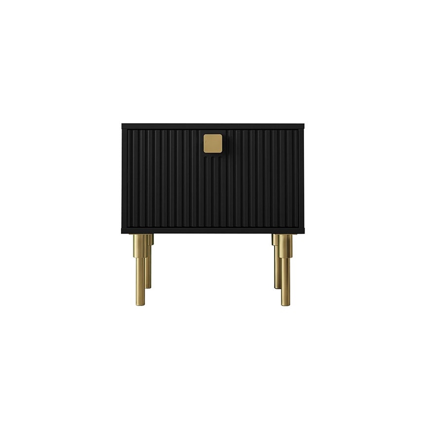 Sängbord DORSET 50x50 cm svart/guld