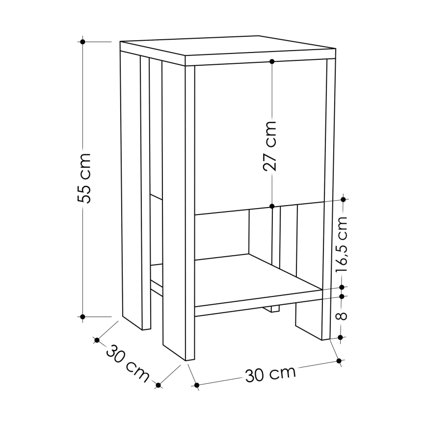 Sängbord EMA 55x30 cm vit