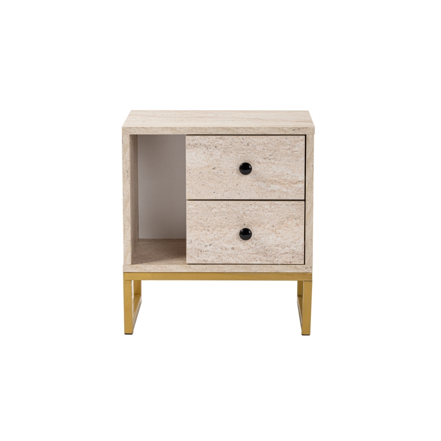 Sängbord GLIMMER 50x45,2 cm beige/guld