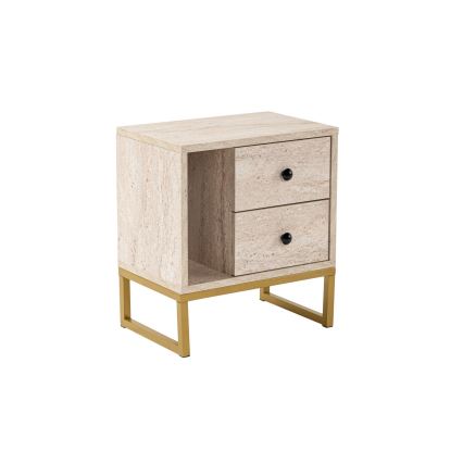 Sängbord GLIMMER 50x45,2 cm beige/guld