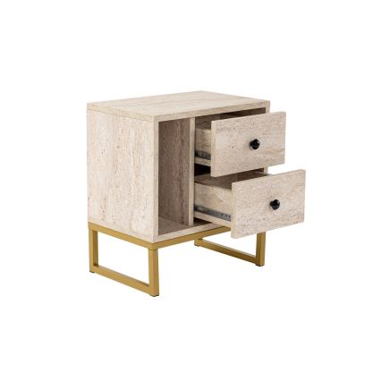 Sängbord GLIMMER 50x45,2 cm beige/guld