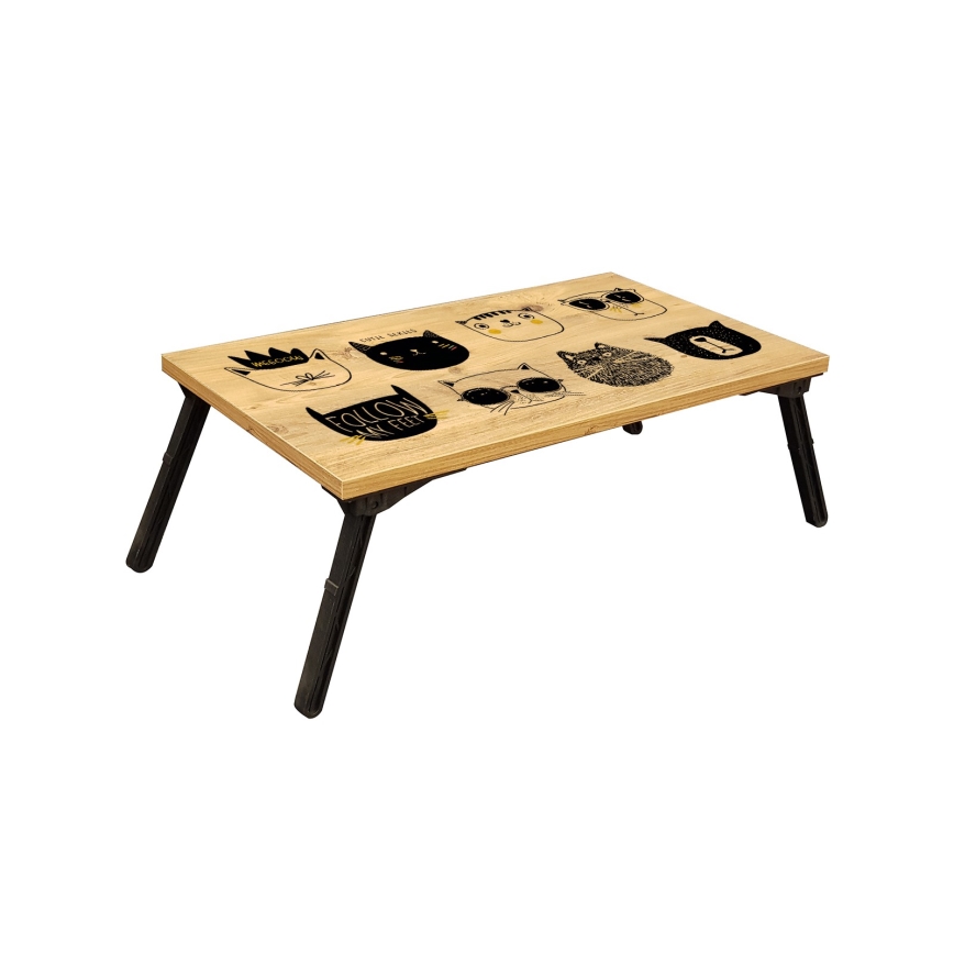 Sängbord GUSTO CATS 24x60 cm beige/svart