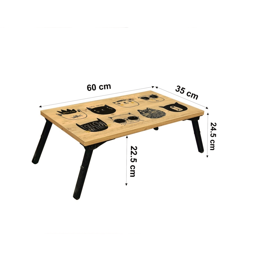 Sängbord GUSTO CATS 24x60 cm beige/svart
