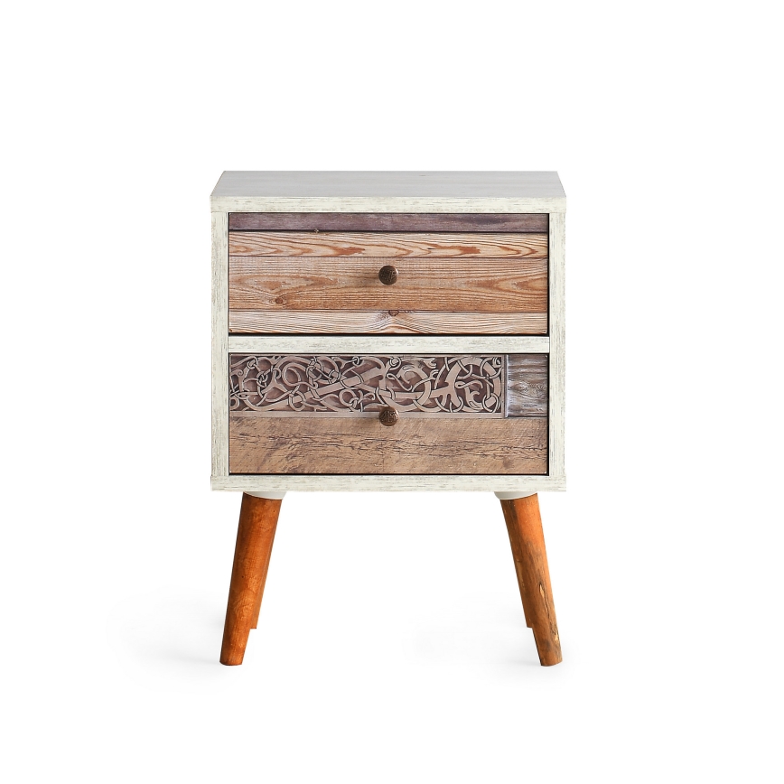 Sängbord MALMO 55x40 cm vit/brun