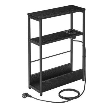Sängbord med inbyggt eluttag och USB-portar ROD svart