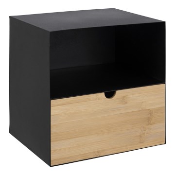 Sängbord med möjlighet till väggmontering BEKIM svart/bambu
