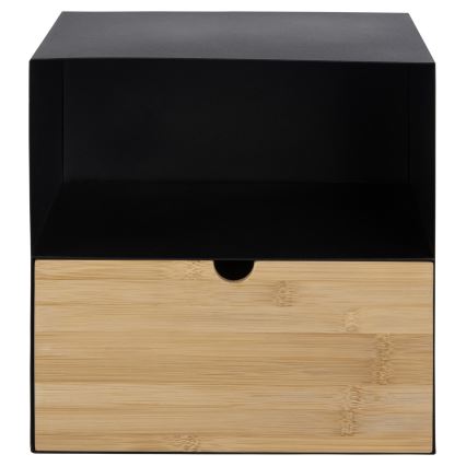 Sängbord med möjlighet till väggmontering BEKIM svart/bambu