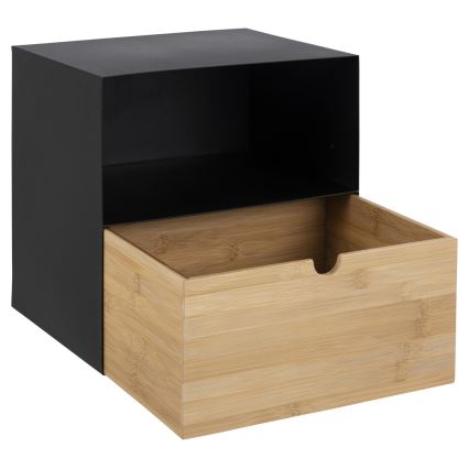 Sängbord med möjlighet till väggmontering BEKIM svart/bambu