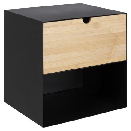 Sängbord med möjlighet till väggmontering BEKIM svart/bambu