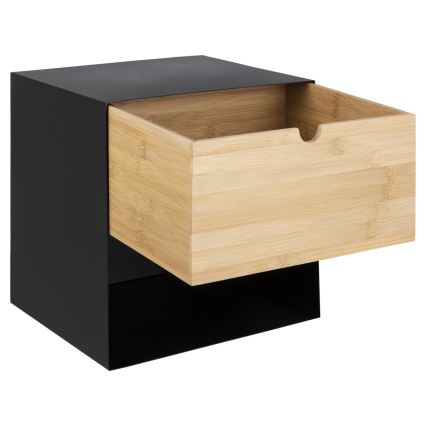 Sängbord med möjlighet till väggmontering BEKIM svart/bambu