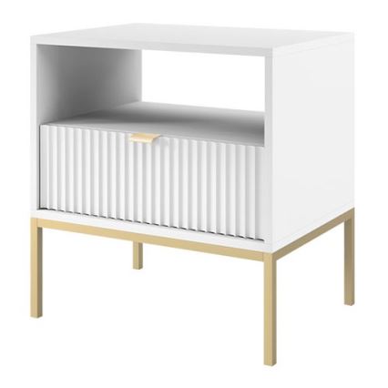 Sängbord NOVA 56x54 cm vit/guld