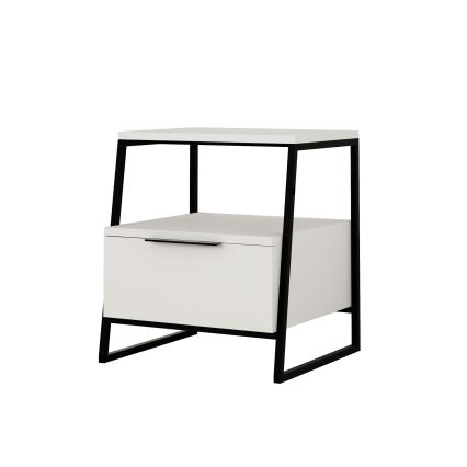 Sängbord PAL 50x45 cm vit/svart