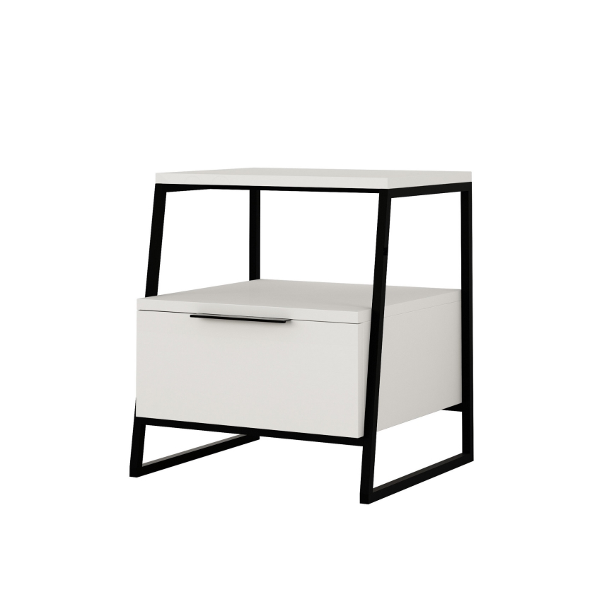 Sängbord PAL 50x45 cm vit/svart