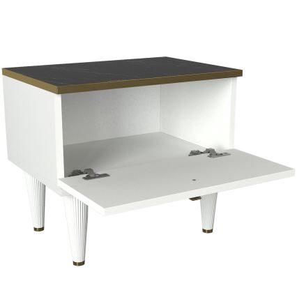 Sängbord RAVENNA 47,2x50 cm vit/svart/guld