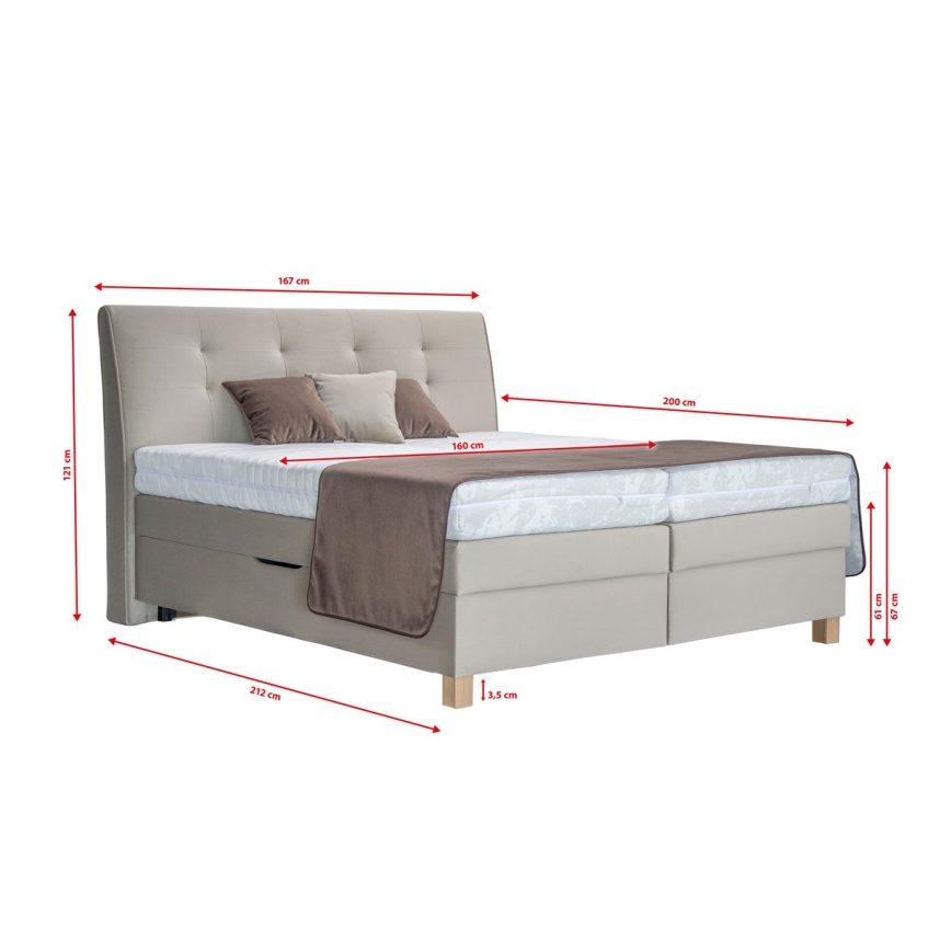 Sängbotten med madrass BEA 160x200 cm beige