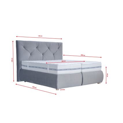 Sängbotten med madrass och bäddmadrass ELEN 160x200 cm grå