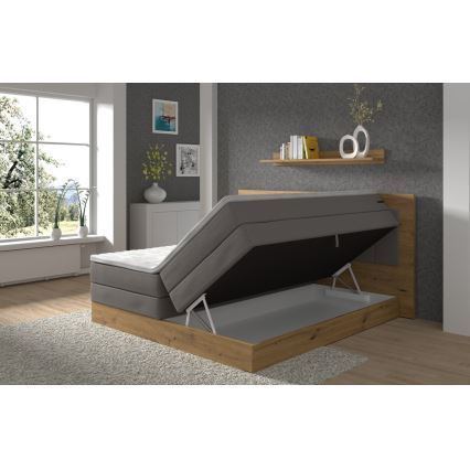Sängbotten med madrasser och bäddmadrass samt förvaringsutrymme JASMINE 180x200 cm grå