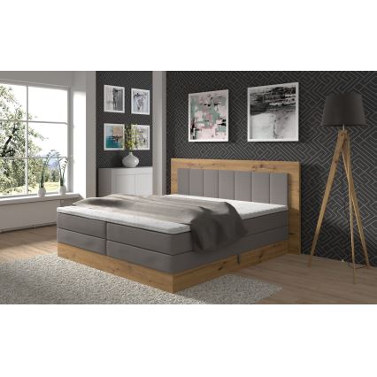Sängbotten med madrasser och bäddmadrass samt förvaringsutrymme JASMINE 180x200 cm grå