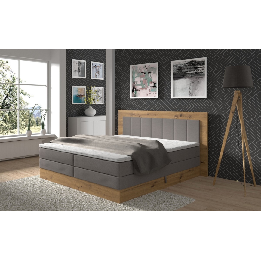 Sängbotten med madrasser och bäddmadrass samt förvaringsutrymme JASMINE 180x200 cm grå