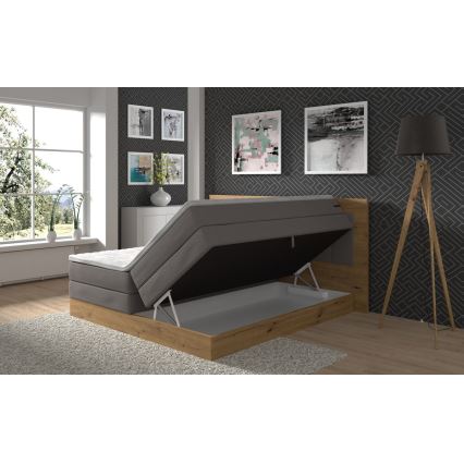 Sängbotten med madrasser och bäddmadrass samt förvaringsutrymme JASMINE 180x200 cm grå