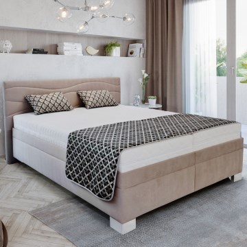 Sängstomme WINDSOR 180x200 cm, tygklädd, beige (utan madrass)