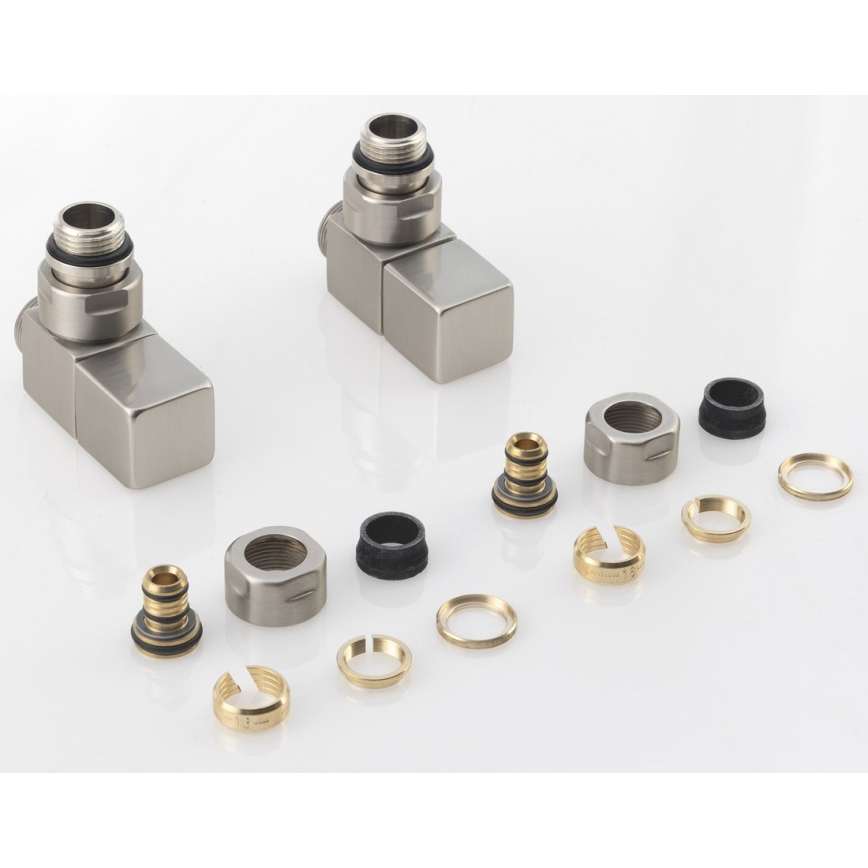 Sapho - Anslutningssats för CUBE vinkelventiler, 2 st, borstat rostfritt stål