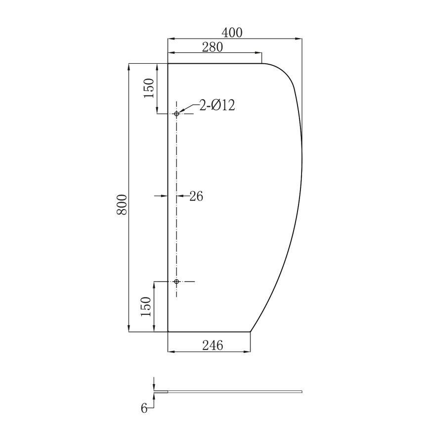 Sapho - Avdelningsvägg för pissoarer 40x80 cm, frostat glas